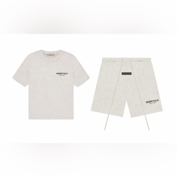 Complete Fear of God Essentials “Light Oatmeal” Shorts and Shirt Set